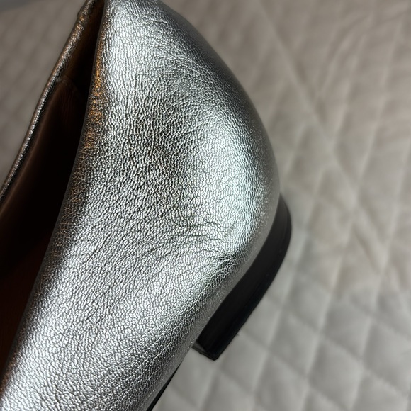 LEWIT METALLIC SILVER BALLERINA FLAT LEATHER Size 41, 10.5 - Picture 11 of 12